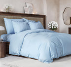 Duvet Cover Queen Size Set - Extra Soft Queen Size Duvet Cover - 90' X 90' Queen Duvet Cover W/ 2 Pillow Shams - Easy Care & Fade Free - Hotel Luxury Duvet Cover W/ Zipper Closures & Ties (Sky Blue)