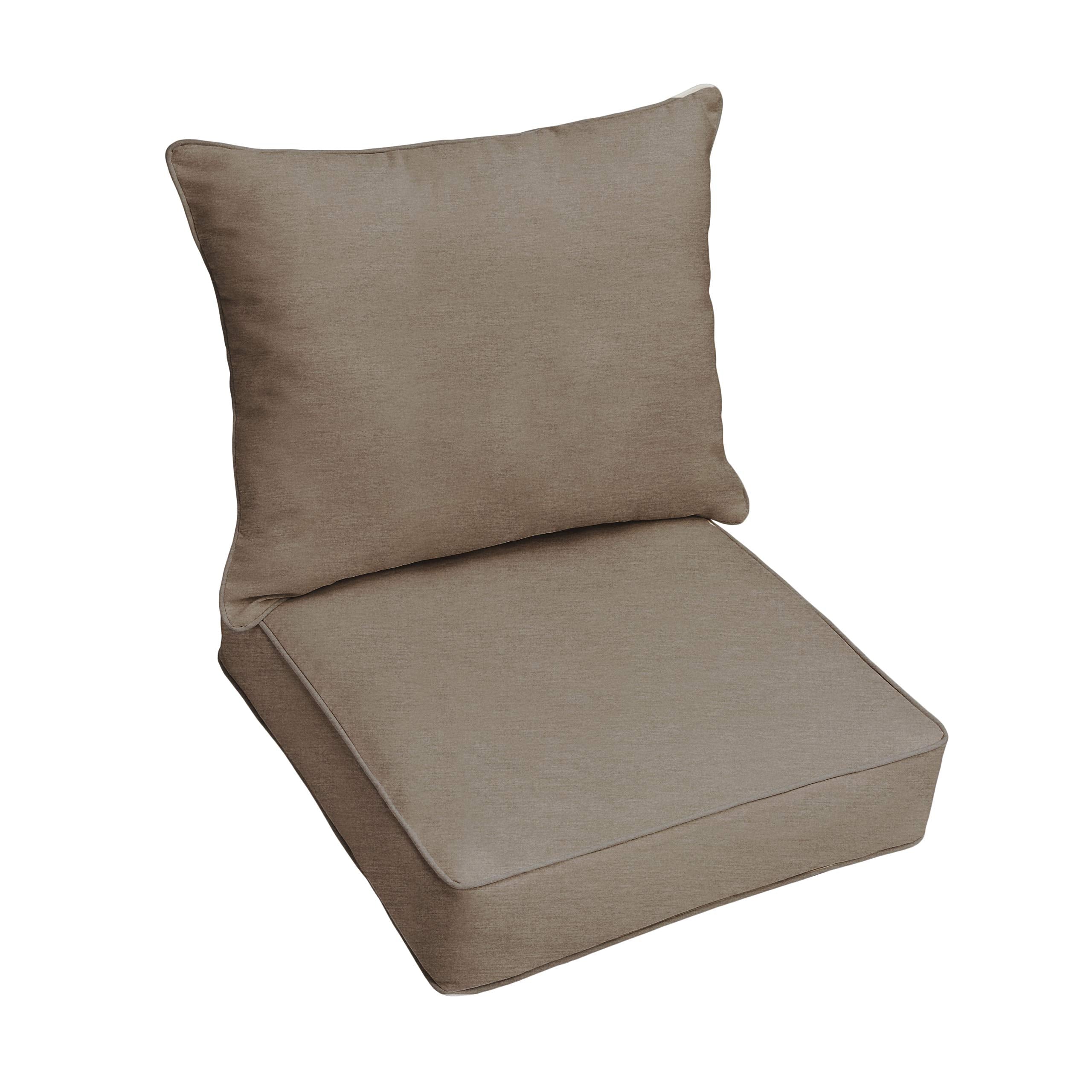 Sorra Home Sunbrella Canvas Taupe Outdoor Seat Cushion And Back Pillow Set, 23 In X 25 In X 5