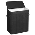 SONGMICS Laundry Hamper with Lid, Bamboo Laundry Basket, Removable Machine Washable Laundry Basket, with Handles, 26.4-Gallons, 