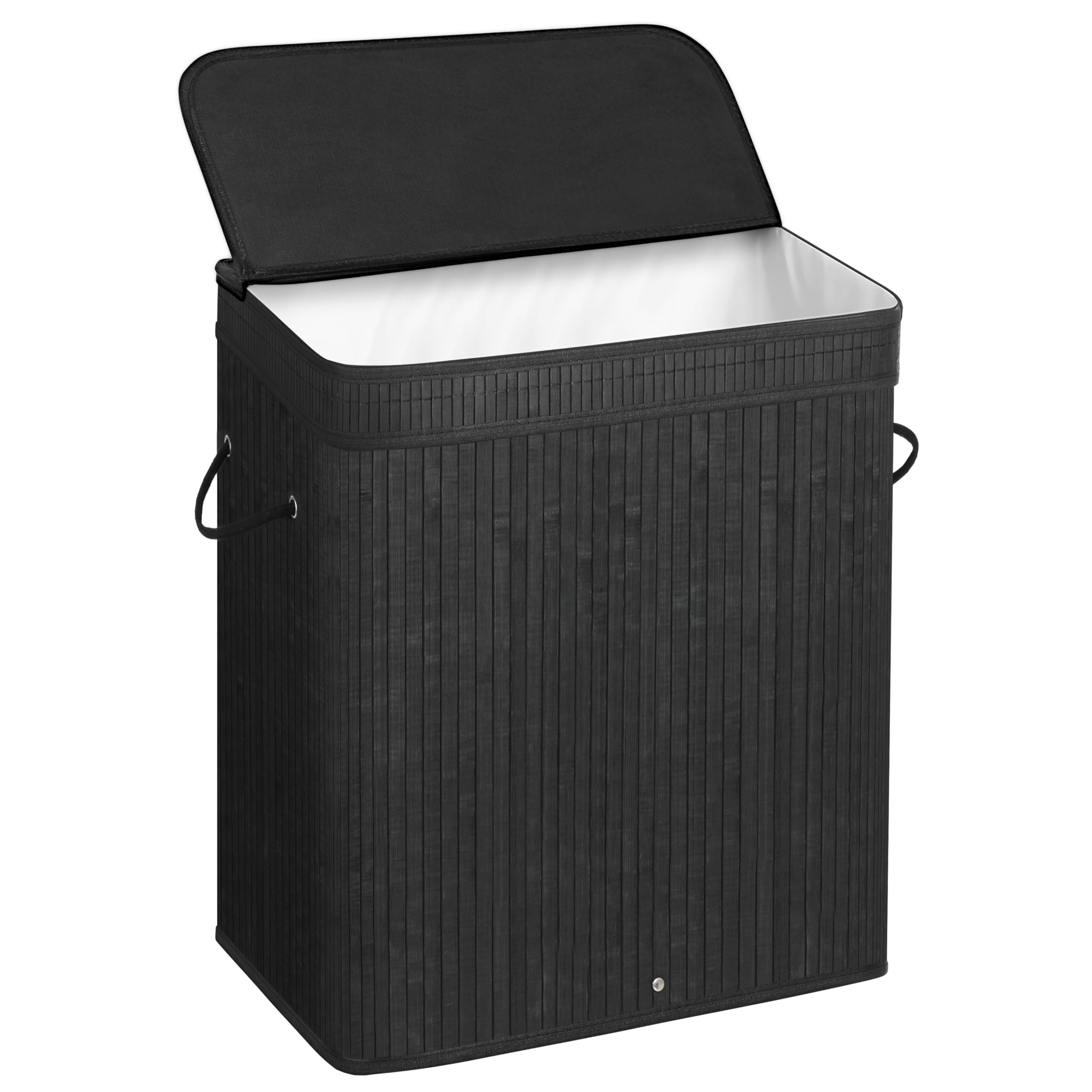 SONGMICS Laundry Hamper with Lid, Bamboo Laundry Basket, Removable Machine Washable Laundry Basket, with Handles, 26.4-Gallons, 