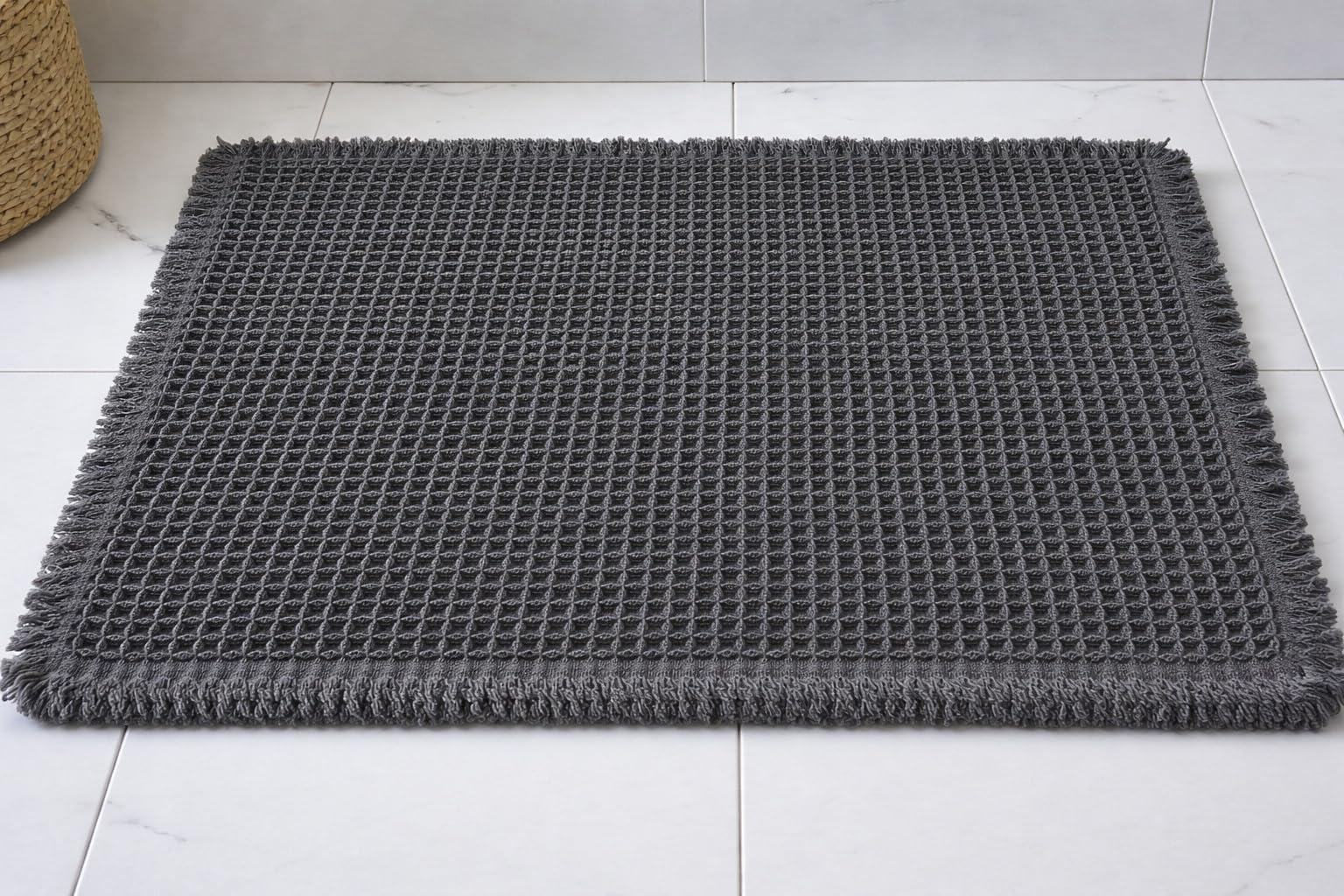 SHIMOH Waffle Bath Mat Non Slip, Super Absorbent Quick Dry Bath Rug, Soft Microfiber Rubber Backed, Machine Washable Low Profile