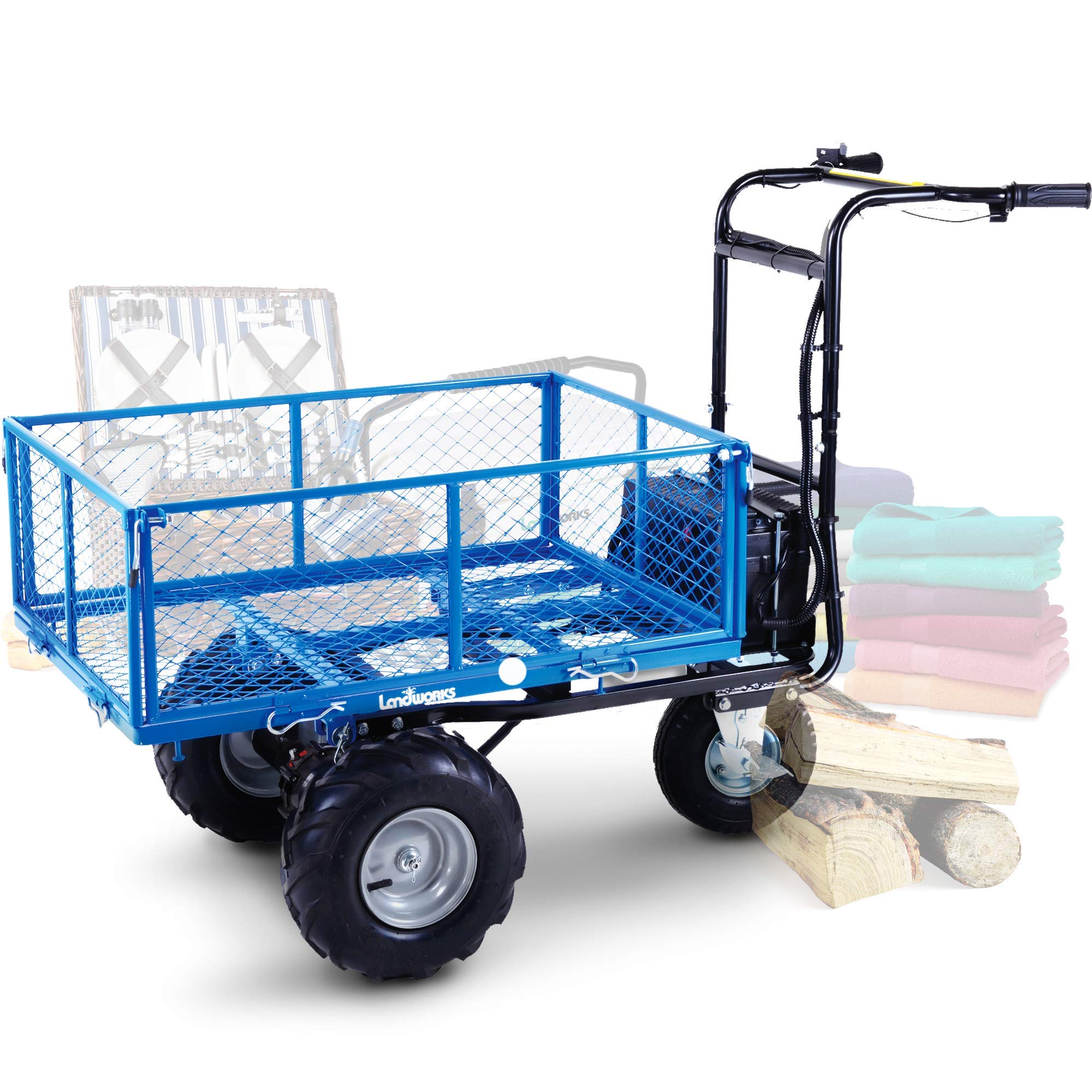 Landworks Utility Cart Hand Truck Power Wagon Super Duty Electric 500W Battery Driven Max 500Lbs Load And 1000Lbs Towing