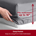 Mellanni California King Sheet Set - 6-Piece Iconic Collection Bedding, (Including 4 Pillowcases), 16-Inch Deep Pocket, Easy Care, Extra Soft, Cooling Sheets, Brushed Microfiber - Gray