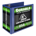 Samsill Durable 6 Inch Binder, Made In The Usa, Locking D Ring Binder, Customizable Clear View Cover, Blue, Holds 1225 Pages