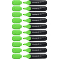 Schneider Job Highlighter, Chisel Tip, 1 + 5 Mm, Black Barrel, Green Ink, Box Of 10 Highlighters (1504)