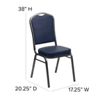 Flash Furniture HERCULES Series Crown Back Stacking Banquet Chair in Navy Vinyl - Silver Vein Frame