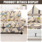 Searchi Stretch Sofa Cover Printed Couch Cover, Floral Pattern 4 Pieces Sofa Slipcover With 3 Separate Cushion Cover, Washable Furniture Protector For Living Room(Sofa, Dandelion Pattern)
