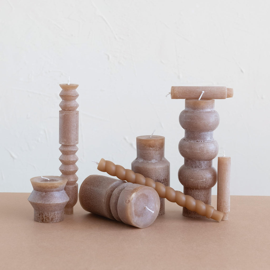 Creative Co-Op Unscented Totem Taper Candles In Box, Set Of 2, Cappuccino