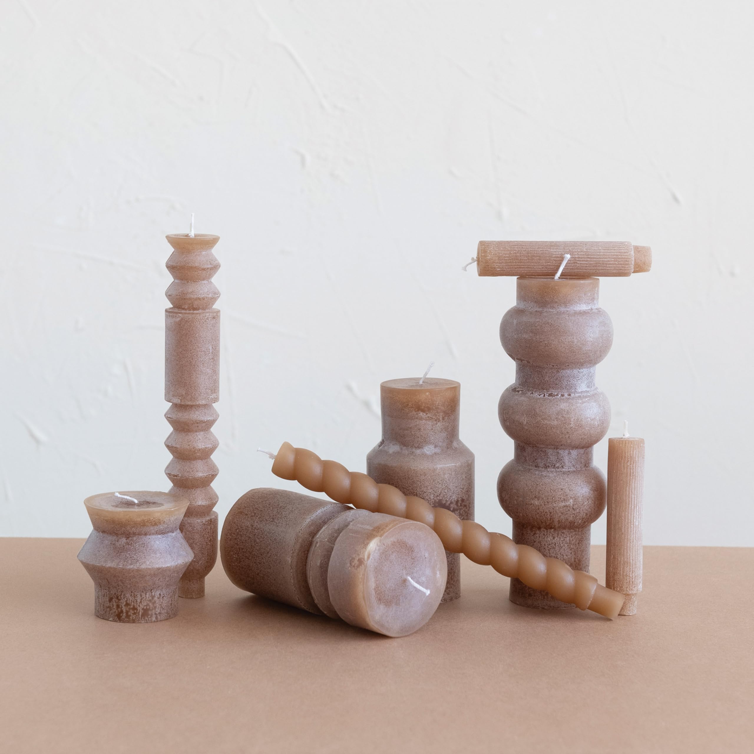 Creative Co-Op Unscented Totem Taper Candles In Box, Set Of 2, Cappuccino