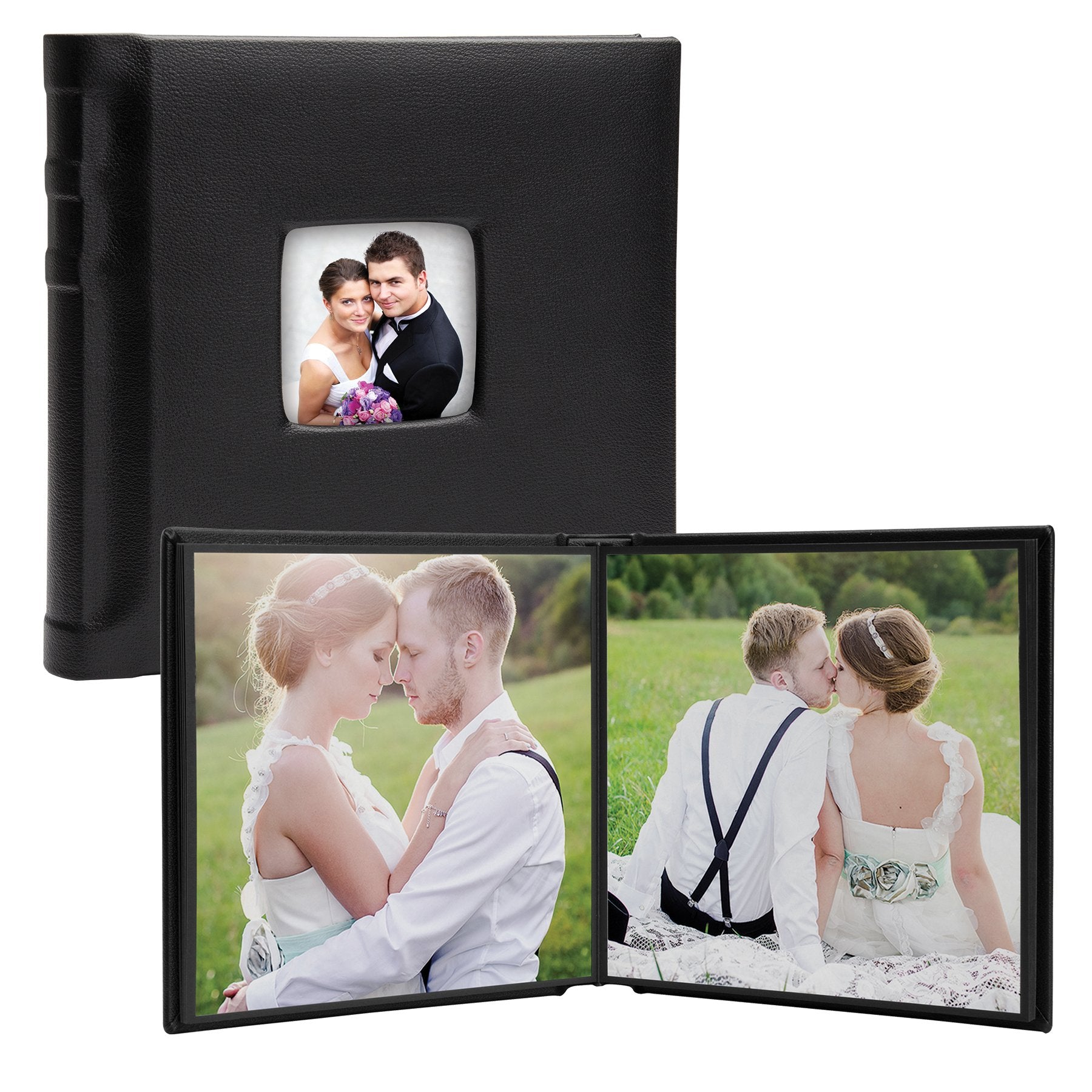 8 x 8 Black Leather Self-Stick Photo Album - Holds 20 Photos