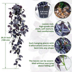 Loywree Small Fake Hanging Purpleeyebrow Leaf Plant, 37.7In Artificial Potted Plant Faux Ivy Vine Plant Hanging Plant Pothos For