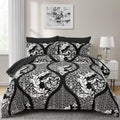 Anibedding Black Comforter Set King Size, 7 Pieces Bohemian Damask Comforter Set Soft Lightweight Microfiber Bedding Set For All