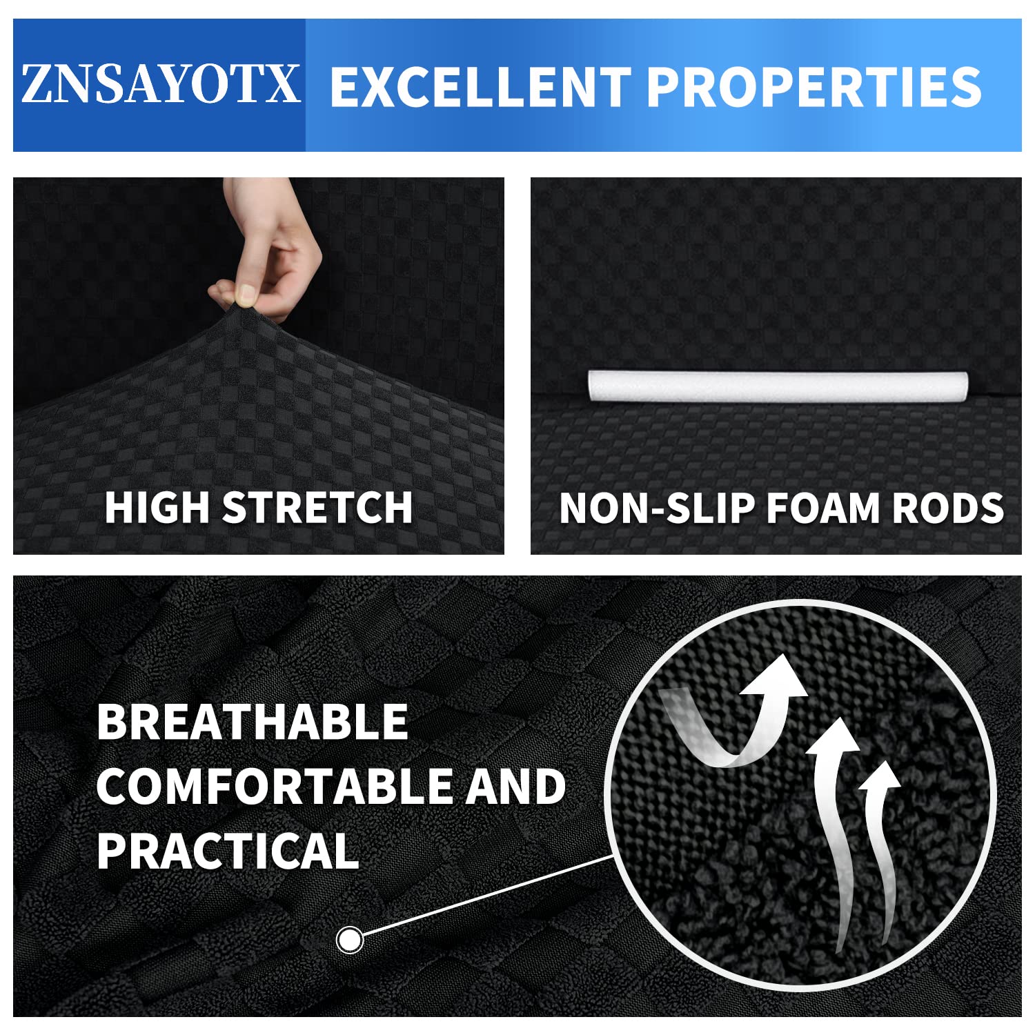 Znsayotx 1 Piece Jacquard Chair Slipcovers For Living Room High Stretch Chair Covers With Arms Anti Slip Pets Friendly Couch Sofa Armchair Cover Furniture Protector (Chair, Black)