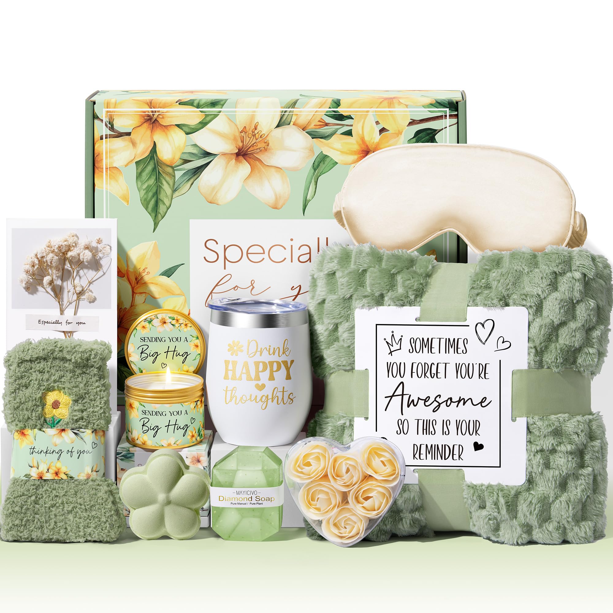 Birthday Gifts For Women Self Care Gifts, Vanilla Coconut Relaxing Spa Gifts Basket Bath Set Get Well Gifts Care Package Mothers