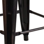Commercial Grade 24 High Backless Black-Antique Gold Metal Indoor-Outdoor Counter Height Stool with Square Seat