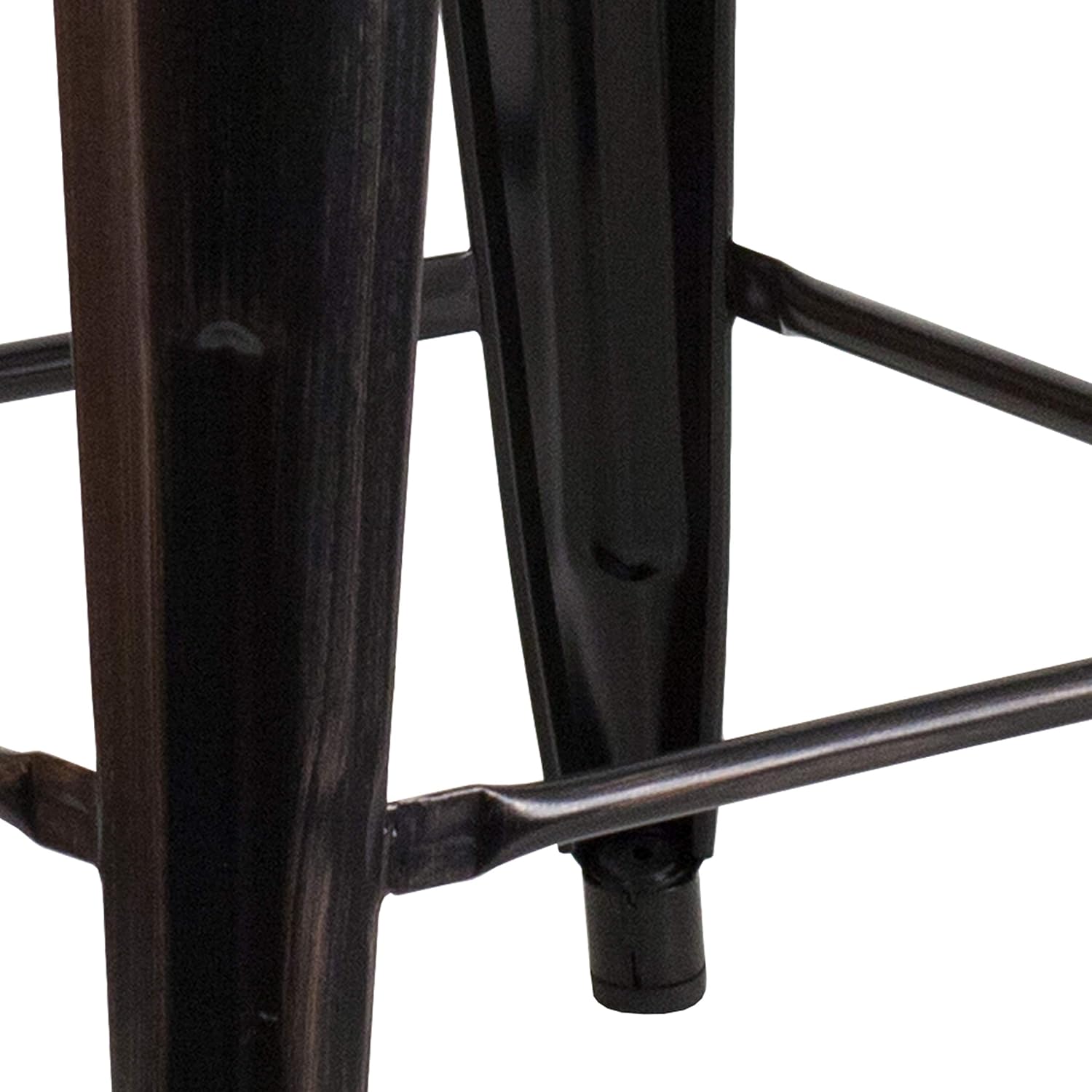 Commercial Grade 24 High Backless Black-Antique Gold Metal Indoor-Outdoor Counter Height Stool with Square Seat