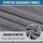 H.Versailtex Stretch 2 Piece T Cushion Sofa Slipcovers Individually Sofa Cushion Covers For 2 Cushion Couch Sofa Seat Cushion Covers With Elastic Bands Featuring Thicker Jacquard Fabric, Dove