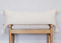 Lumi Living 100% Soft Cotton Raised Stripes Textured Rib Knit Lumbar Throw Pillow Cover with Tassels 14x36 (cream)