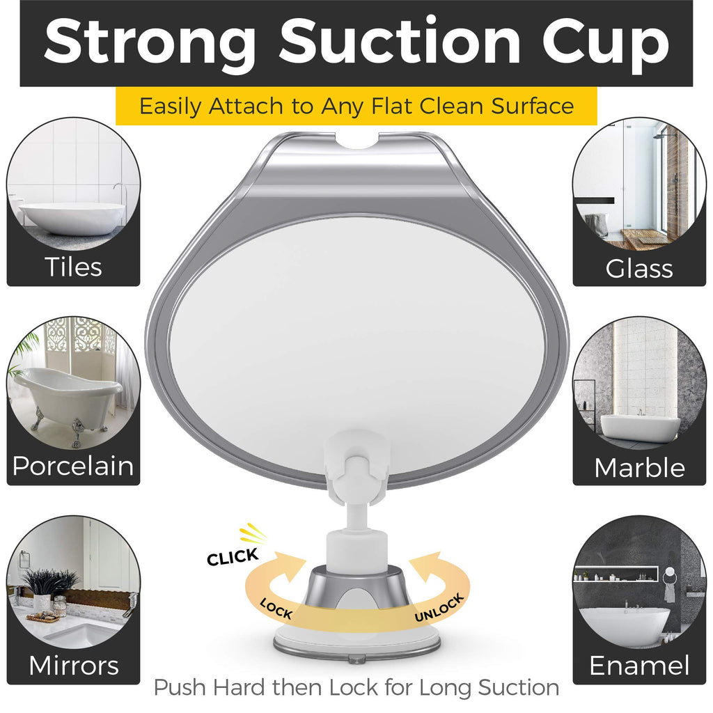 Honeybull Shower Mirror Fogless For Shaving - With Suction, Razor Holder For Shower & Swivel, Small Mirror, Shower Accessories,