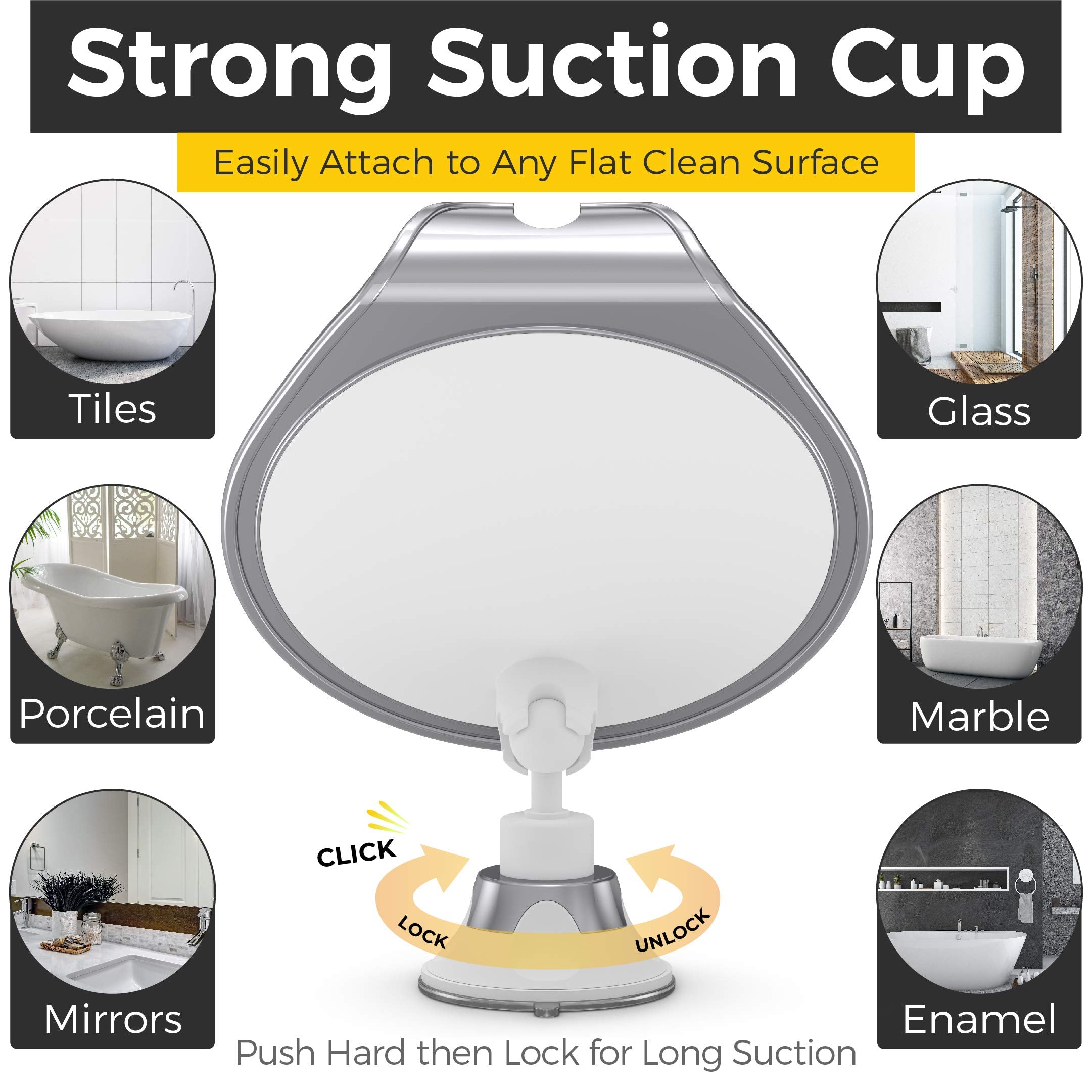 Honeybull Shower Mirror Fogless For Shaving - With Suction, Razor Holder For Shower & Swivel, Small Mirror, Shower Accessories,