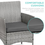 Best Choice Products 3-Piece Outdoor Wicker Conversation Bistro Set, Space Saving Patio Furniture For Garden W/Side Table - Gray/Gray