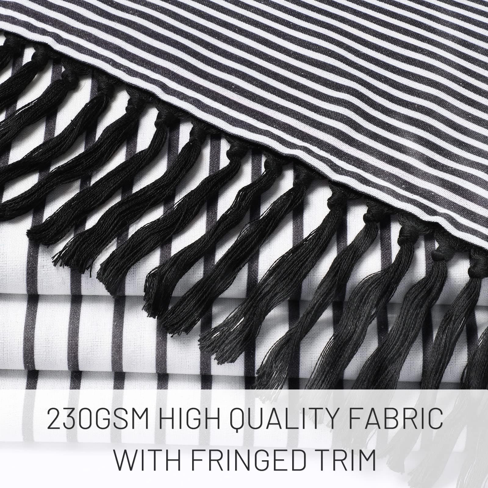 Awellife Boho Black And White Shower Curtain For Bathroom Extra Long Stripe Tassel Shower Curtain 72 X 84 Inches Farmhouse Linen