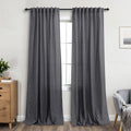 Dark Grey Curtains 84 Inch Length 2 Panels Set For Living Room,Sheer Linen Light Fitering Boho Farmhouse Thick Privacy Curtains