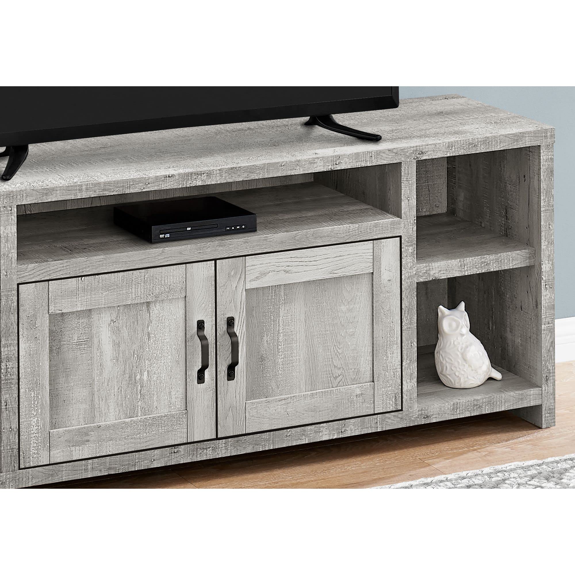 Monarch Specialties I 2741 Tv Stand, 60 Inch, Console, Media Entertainment Center, Storage Cabinet, Living Room, Bedroom, Laminate, Grey, Transitional