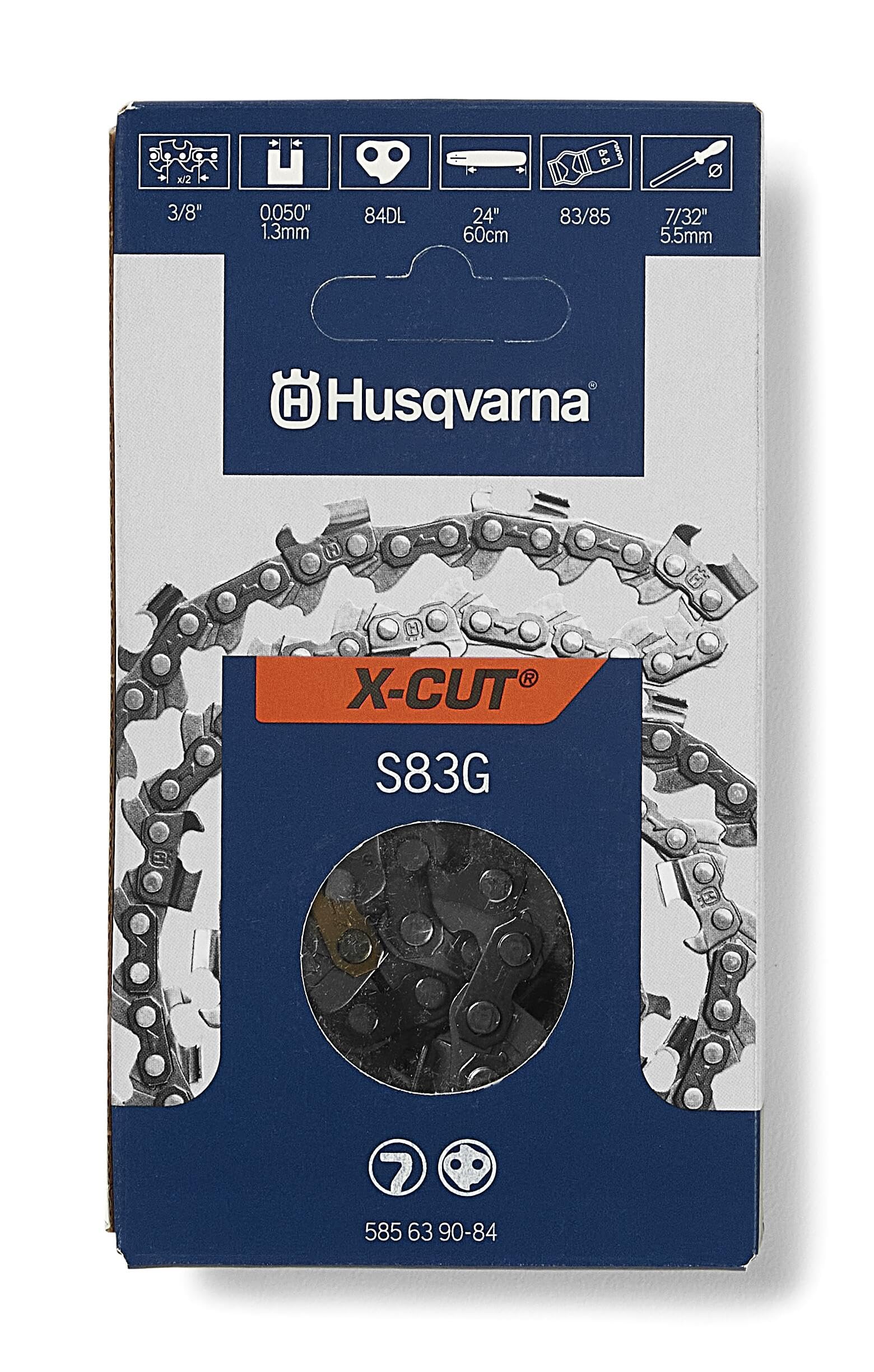 Husqvarna X-Cut S83G 24 Inch Semi Chisel Chainsaw Chain, 3/8' Pitch, .050 Gauge