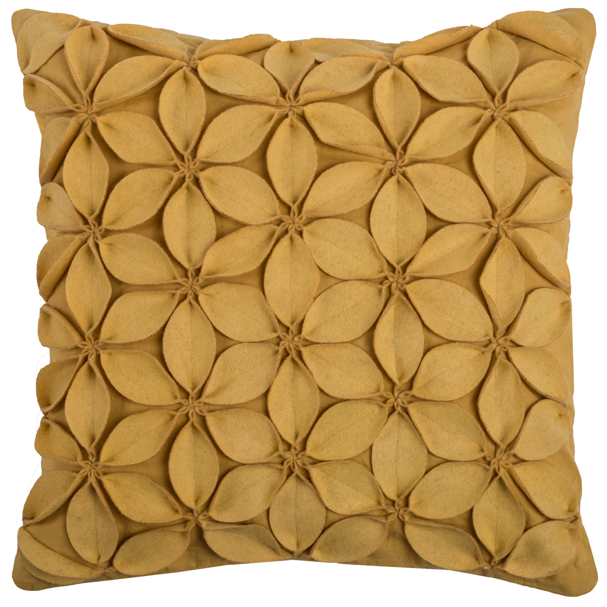 Rizzy Home | T07926 | 18&quot;x18&quot; Yellow/Brown/Neutral Decorative Pillow | Down Fill