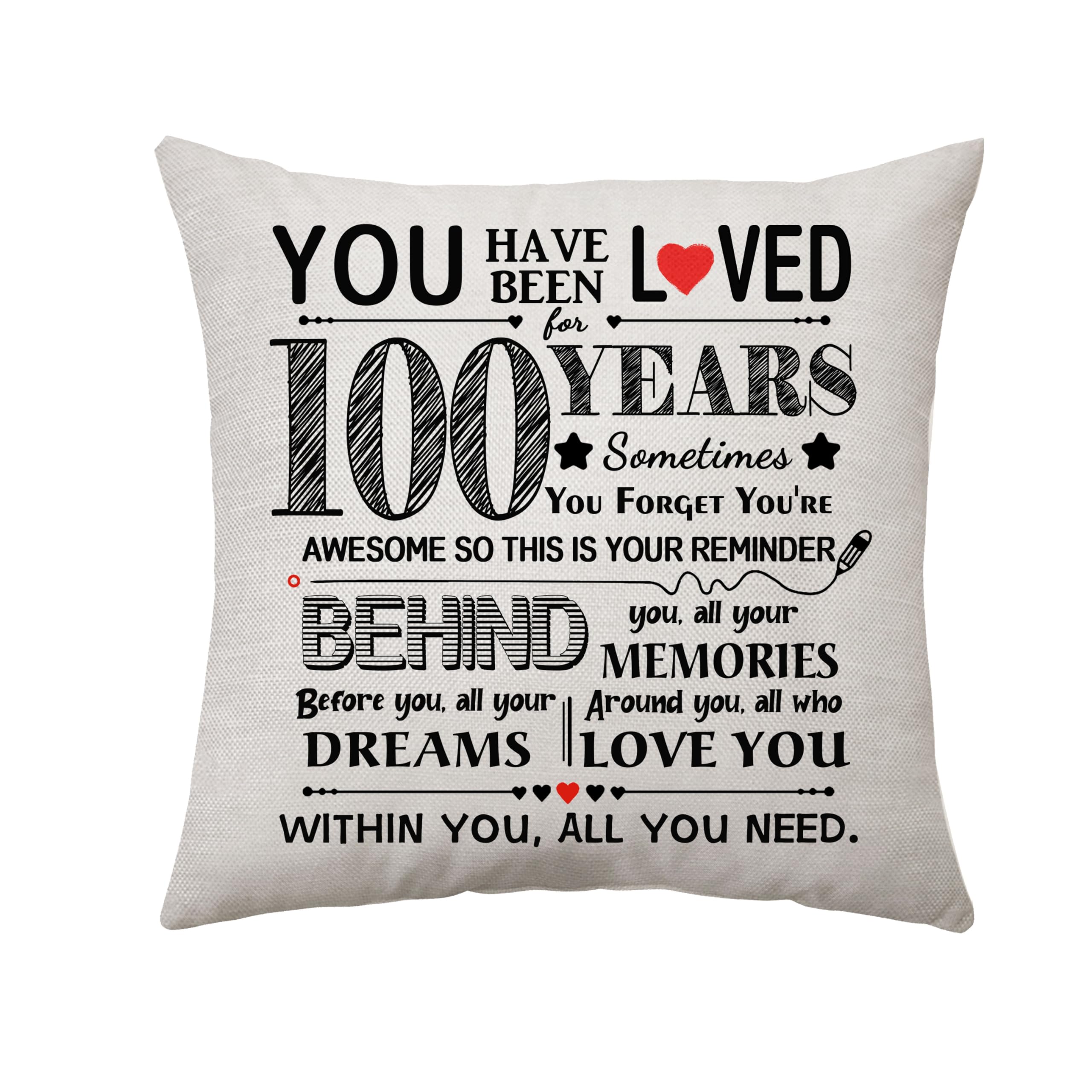 Cheers To 100Th Birthday Gift For Women Men 100Th Birthday Decoration Throw Pillow Cover Gifts For 100Th Fabulous Parents Grandp