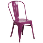 Flash Furniture Commercial Grade Purple Metal Indoor-Outdoor Stackable Chair
