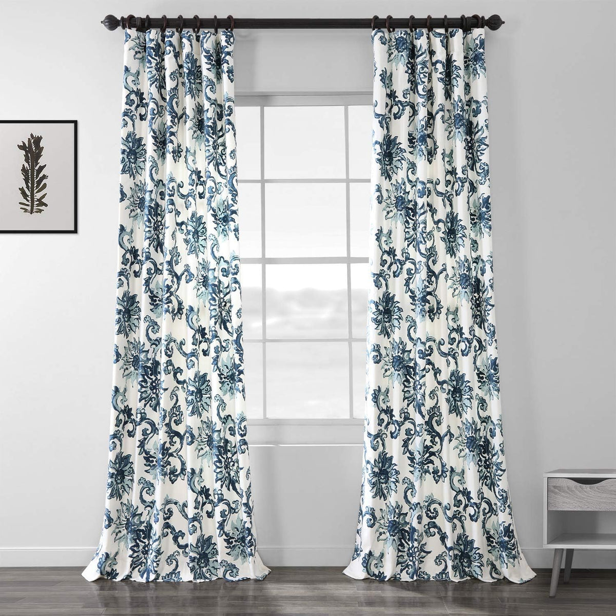 Hpd Half Price Drapes Printed Floral Curtains 108 Inches Long Cotton Curtains (1 Panel) Room Darkening Window Curtains For Bedro