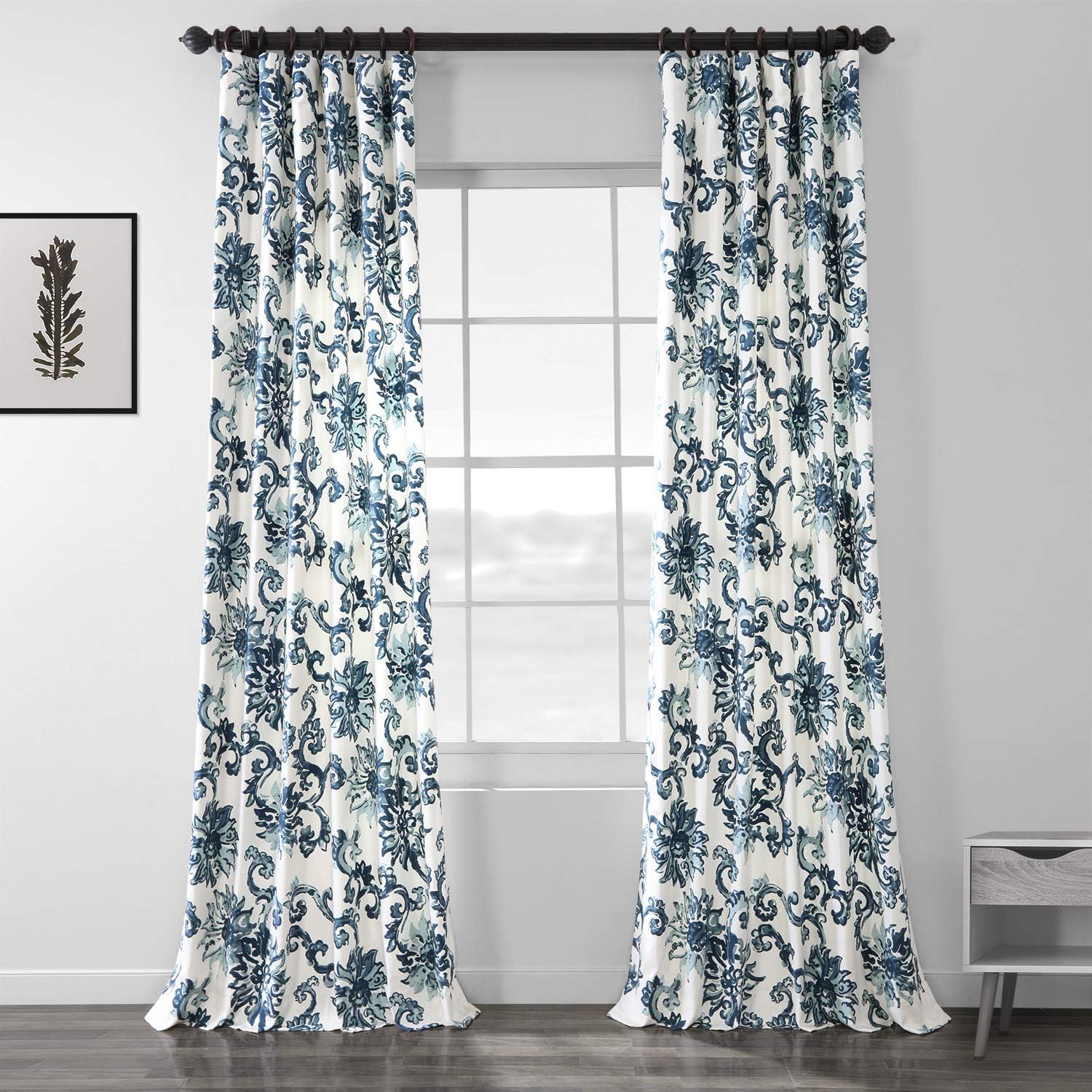Hpd Half Price Drapes Printed Floral Curtains 108 Inches Long Cotton Curtains (1 Panel) Room Darkening Window Curtains For Bedro