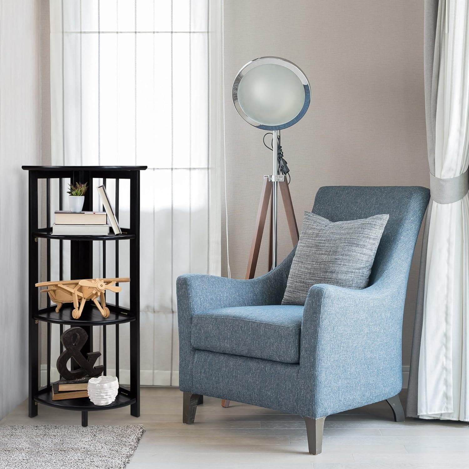 Casual Home 4 Tier Corner Folding Bookcase, Black