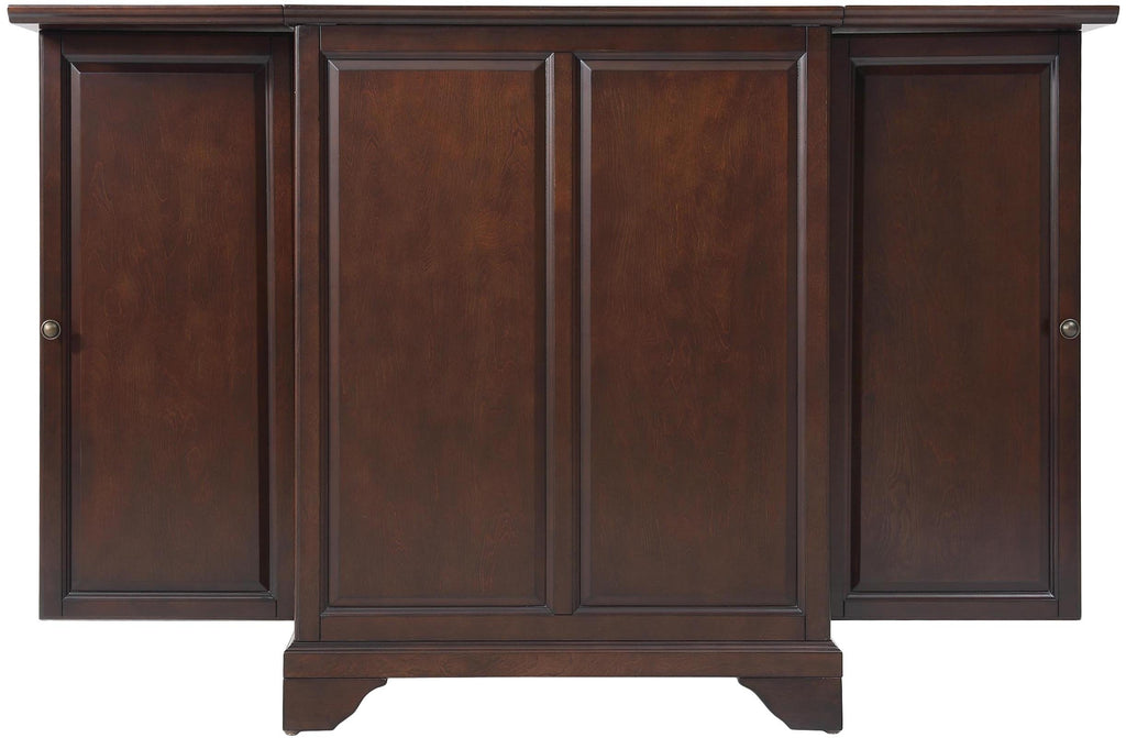 Crosley Furniture Lafayette Expandable Bar Cabinet With Storage Shelves, Drawer, And Wine Rack, Vintage Mahogany