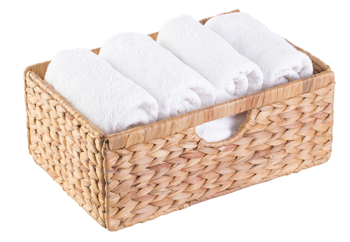 Vintiquewise Foldable Natural Water Hyacinth Storage Bin, Small