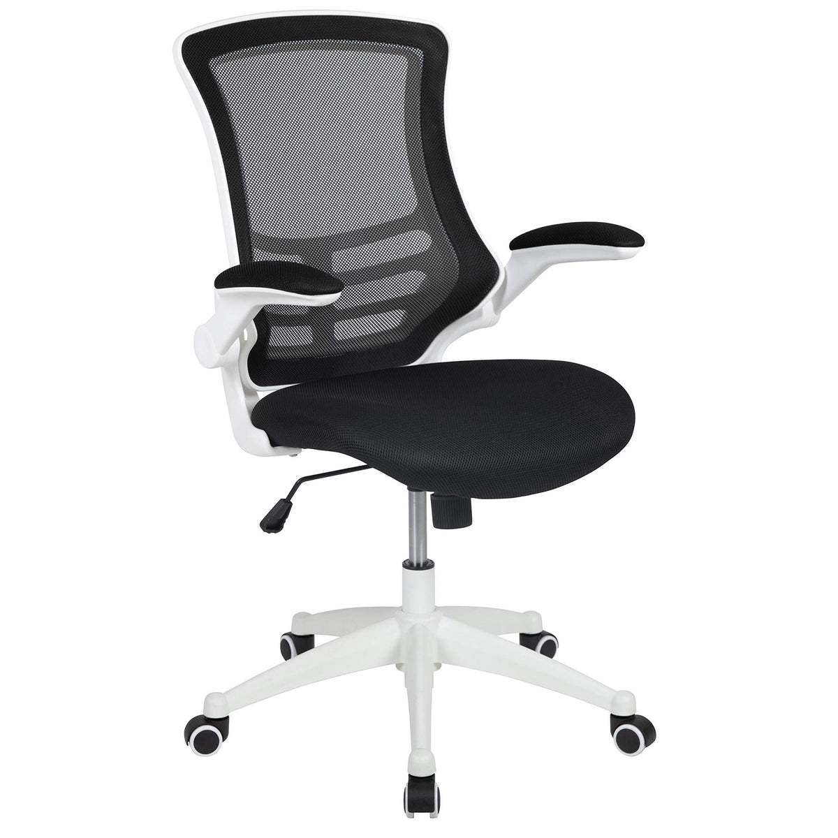 Flash Furniture Kelista Office Chair, Ergonomic, Mid-Back, White Frame, Black Mesh with Swivel