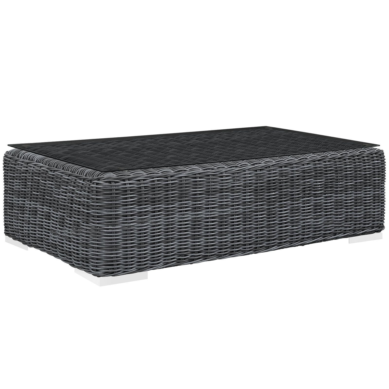 Modway Summon Wicker Rattan Outdoor Patio Coffee Table In Gray