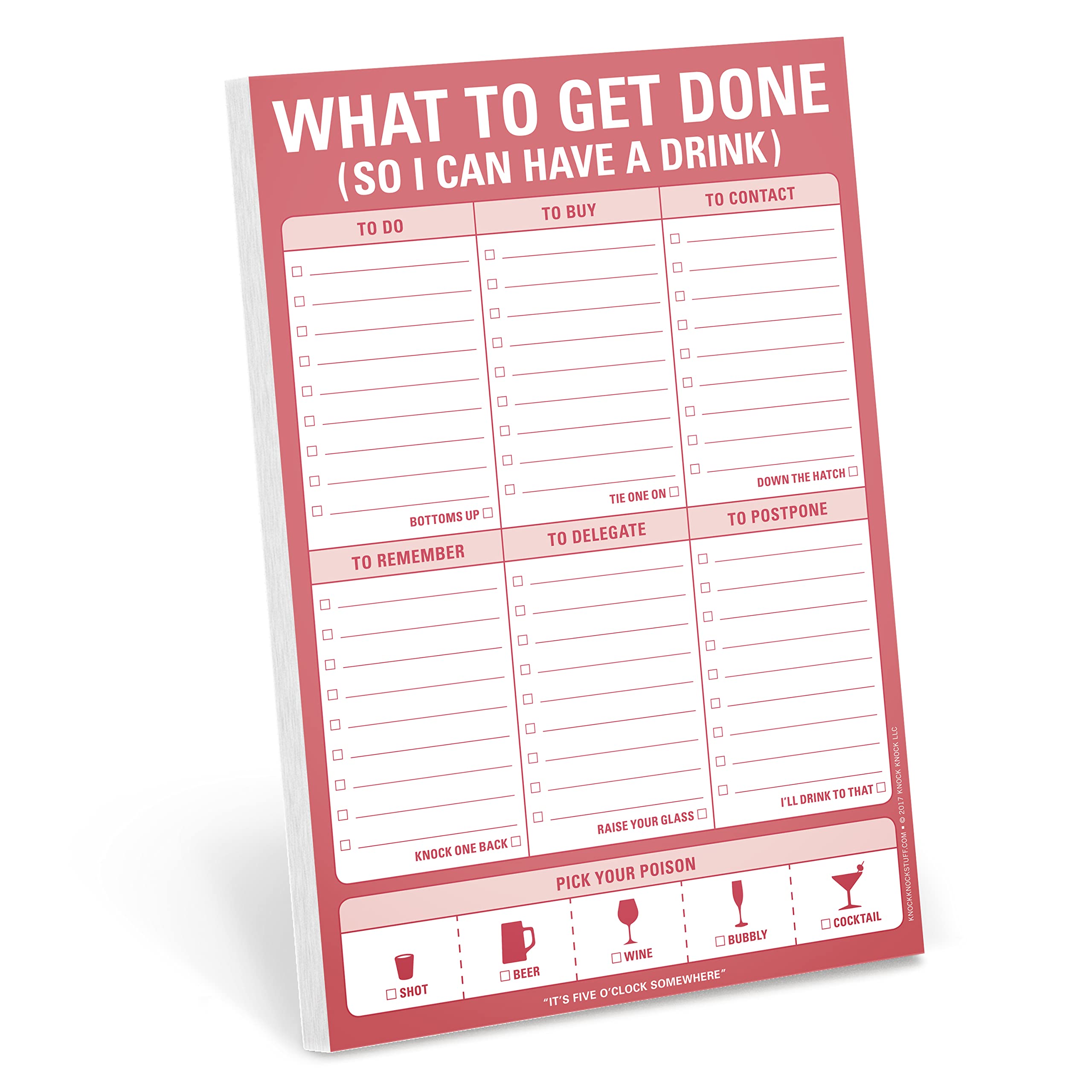 Knock Knock What To Get Do (So I Can Have A Drink), To Do List Note Pad, 6 X 9-Inches