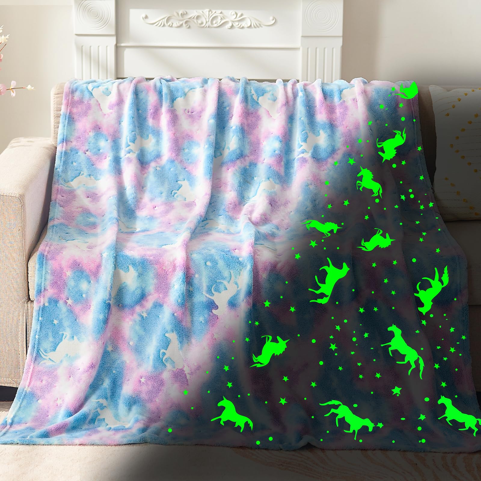 inhand Unicorn Toys Glow in The Dark for Blanket,Unicorn Gifts for Girls Age 1 2 3 4 5 6 7 8 9 10 Birthday Halloween Christmas C