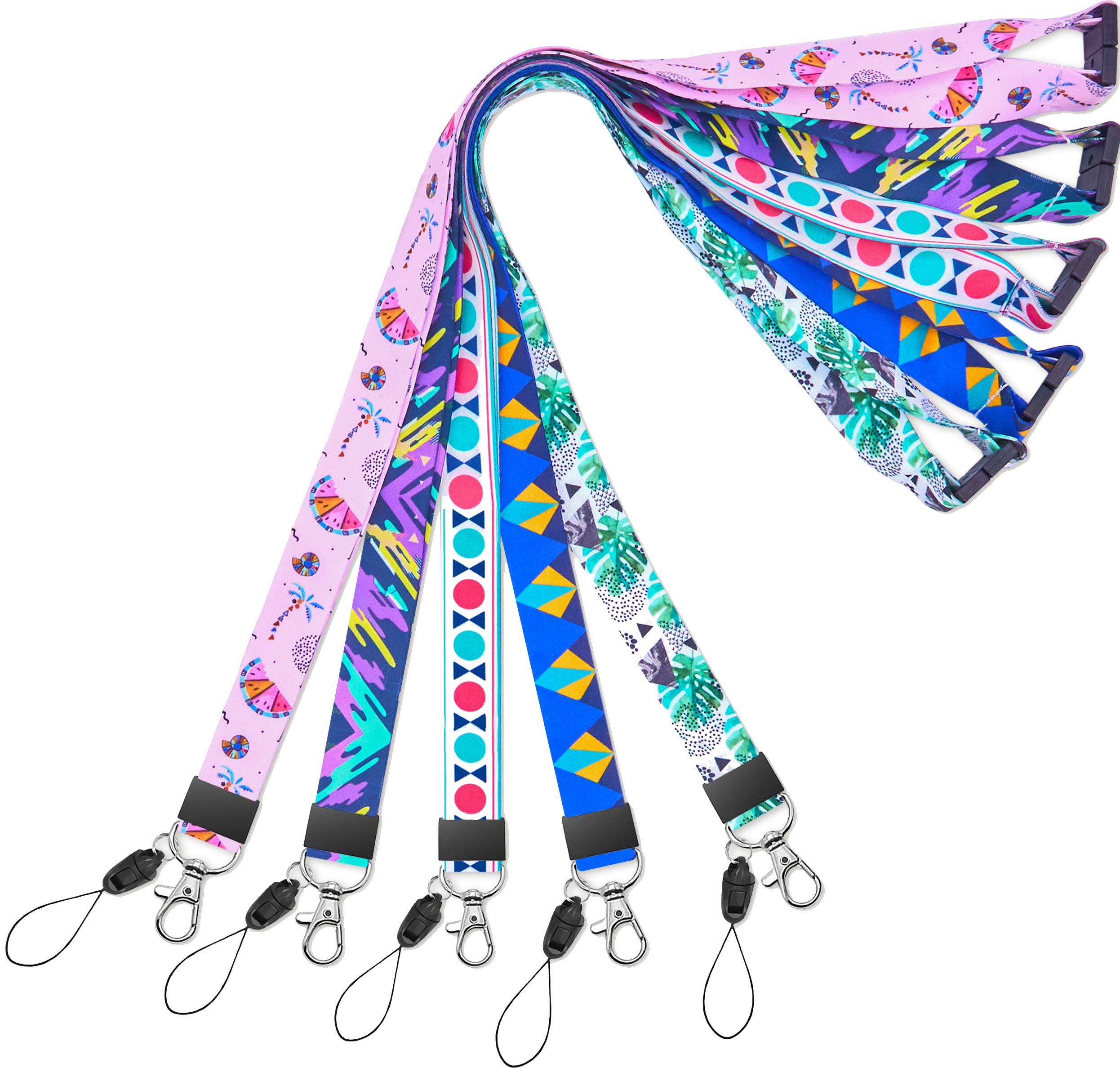 Youowo 5 Pack Lanyards For Id Badge Holder Lanyard For Kids Hall Pass Cruise Lanyard For Women Key Men Ship Card Breakaway Safet
