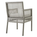 Modway Aura Wicker Rattan Outdoor Patio Two Dining Arm Chairs In Gray White