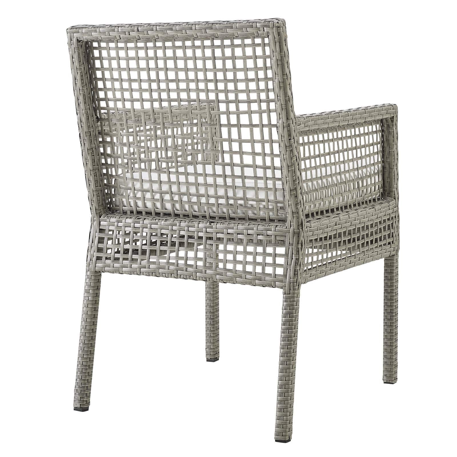 Modway Aura Outdoor Patio Wicker Rattan Set Of 4 Dining Armchair In Gray White