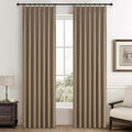 Rust Brown Living Room Curtains 84 Inches Long,Tan Beige Pinch Pleated Linen Basics Window Curtains Total Blackout Burlap Sunblo