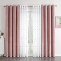 4 Piece Curtains Set Mix And Match Moroccan Geometric Silver Print White Sheer & Pink Velvet Room Darkening Drapes, 52'X 95' G