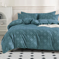 Jellymoni Grayish Blue Duvet Cover Twin Size - 3 Pcs Microfiber Tufted Duvet Cover Set, Boho Textured Duvet Cover Jacquard Rhomb