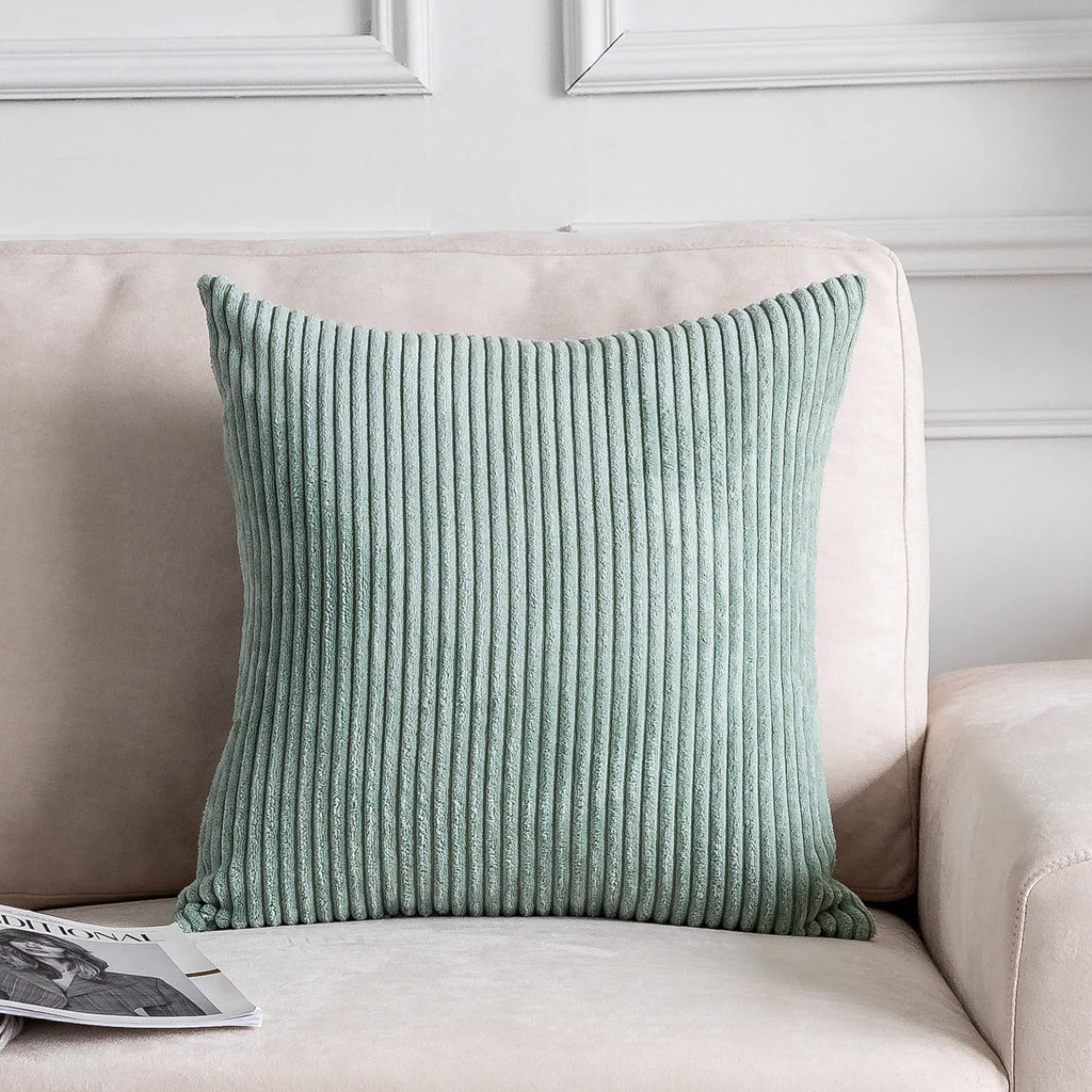 Home Brilliant Green Throw Pillow Covers 18X18 Corduroy Square Pillow Cases For Couch Summer Decor Sage Pillows For Sofa Bed Liv
