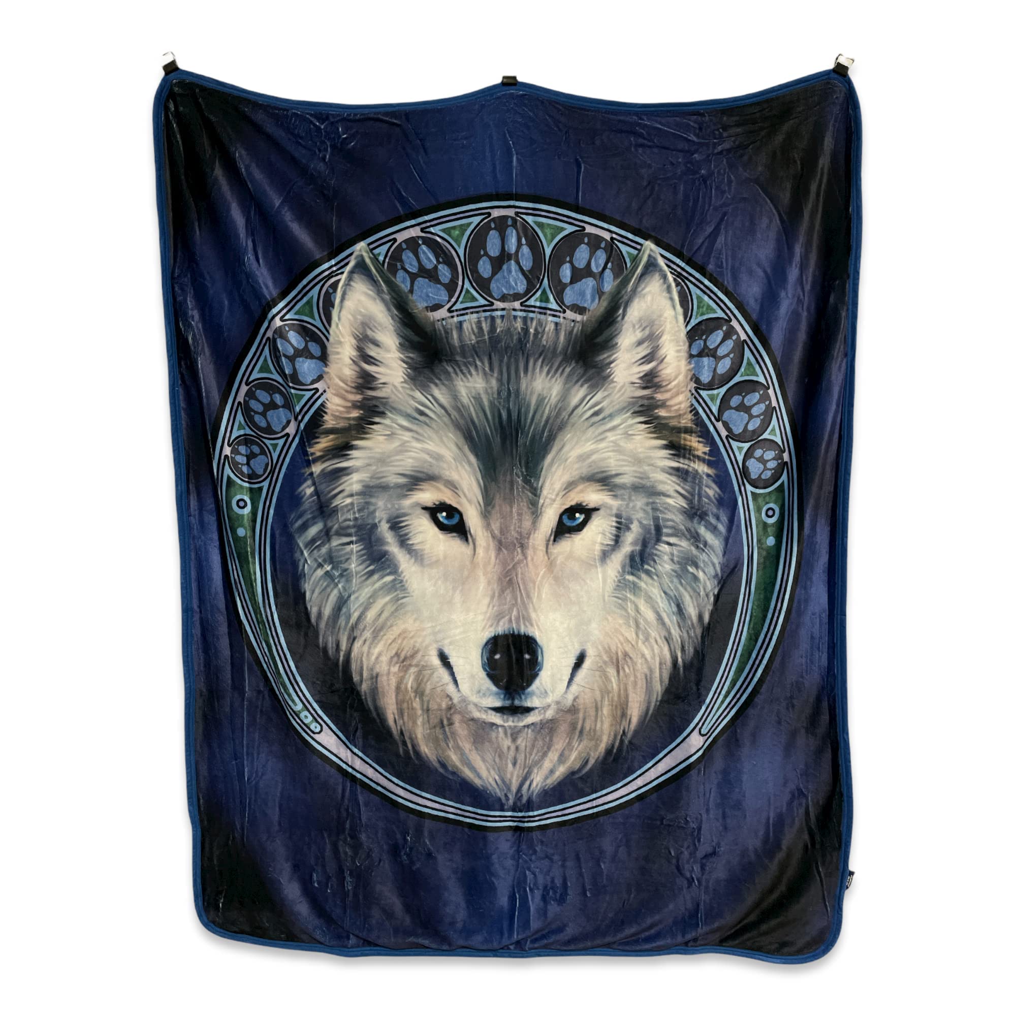 Anne Stokes Signature Silk Touch Sherpa Lined Throw Blanket (Lunar Wolf)