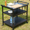 NUUK Outdoor Pizza Oven Table with Three-Shelf 24 x 32 Grill Cart Stainless Steel Rolling Prep Table with Solid Steel Frame, Out